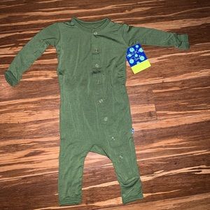 NWT kickee pants coverall green flap booty 0-3 mo